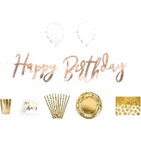 Ensemble de table sucrée Happy Birthday Golden - 60 pièces