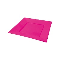 Assiettes carrées en plastique coloré de 23 cm - 4 unités