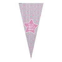 Sac pour friandises Joyeux Anniversaire étoiles de 48 x 21,5 cm - 8 unités