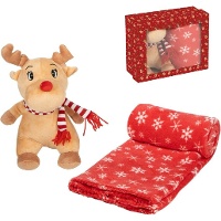 Peluche de renne avec couverture de 90 x 75 cm