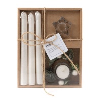 Kit de bougies et chandeliers de Noël blanc