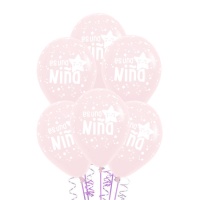 Ballons latex rose pastel IS A GIRL 30 cm - Sempertex - 12 unités