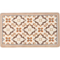 Tapis de cuisine 75 x 45 cm - motif carreaux hydrauliques, marron
