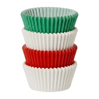Caissettes pour cupcakes de 5,5 cm vertes, rouges et blanches - Decora - 75 unités