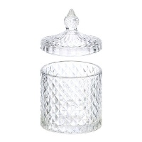 Bonbonnière transparente à motifs de losanges de 14 x 8,5 x 8,5 cm