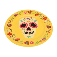 Assiette à motif de crâne mexicain de 33 cm
