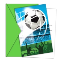 Invitations Football Goal bleu - 6 unités