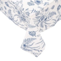 Nappe blanche à fleurs bleues 1,50 x 1,50 m