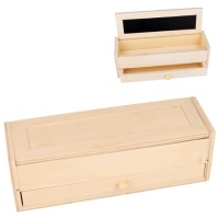 Coffret en bois avec tiroir et tableau 21,5 x 8 x 7 cm