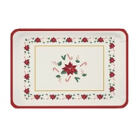 Plateaux de 34 x 25 cm en carton à motif de Poinsettia de Noël - 2 unités