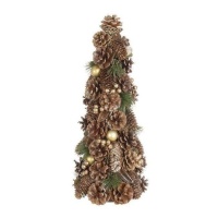 Sapin de Noël décoratif avec pommes de pin dorées 48 cm