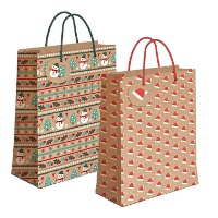 Sac cadeau de 14 x 11,5 x 6,7 cm en papier kraft avec motifs de Noël - 1 unité