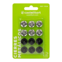 Boutons pression en métal de 1,5 cm en noir et blanc - Castelltort - 12 paires