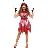 Costume de clown rouge et blanc pour femmes