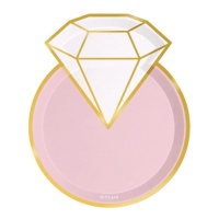 Assiettes en forme d'anneau diamant rose 24 x 20 cm - 6 pcs.