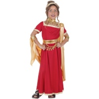Costume de César romain rouge et or pour filles