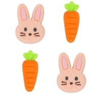 Figurines en sucre lapins et carottes - PME - 12 unités