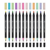 Marqueurs aquarelle pastel à double extrémité dans un étui - Zig - 12 pcs.