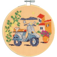 Kit de point de croix - Vespa bleue - DMC