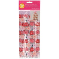 Sacs rectangulaires en plastique avec des coeurs roses - Wilton - 20 pcs.