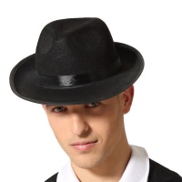 Chapeau de gangster noir avec ruban