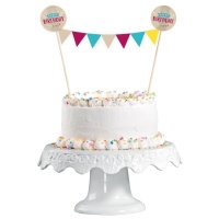 Happy Birthday Cake Topper avec bannière 15 X 20 cm