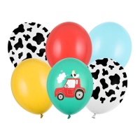 Ballons en latex assortis La Granja Alegre 30 cm - PartyDeco - 6 pcs.