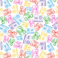 Tissu de coton Radio Cassette Coton Sound Cotton - Indigo