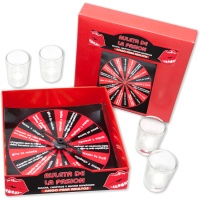 Jeu de roulette de la passion avec des verres à liqueur