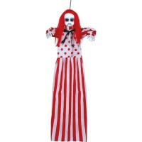 1,00 m pendentif clown rouge et blanc