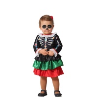 Costume mexicain de Catrina squelette pour bébé fille