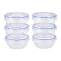 Tupper rond en plastique de 800 ml - 6 pièces.