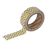 Washi tape zig zag métal doré - 10 m