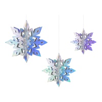 Pendentif décoratif avec étoiles 3D irisées - 6 pcs.