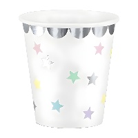 Gobelets Licorne avec étoiles de 180 ml - 6 unités