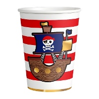 Gobelets pirate Barbe Rouge de 250 ml - 8 unités