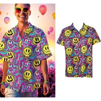 Chemise déguisement psychédélique à smileys pour homme