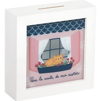 Tirelire en forme de maison avec chaton