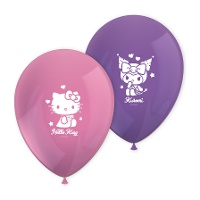 Lot de 8 ballons en latex Hello Kitty et Kuromi