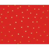 Papier cadeau rouge avec étoiles dorées de 2 x 0,70 m - 1 unité