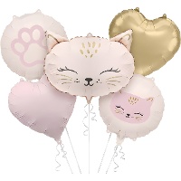 Bouquet de ballons chat rose - 5 pièces