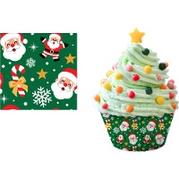 Caissettes à cupcakes de 5 cm sur le thème du Père Noël - 50 pièces