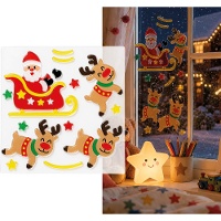 Décoration adhésive en gel pour fenêtre - traîneau de Noël