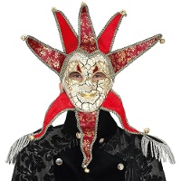 Masque vénitien rouge et noir pour homme