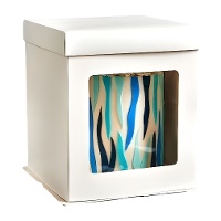 Boîte de 26 x 26 x 29,4 cm pour gâteau blanc avec fenêtre