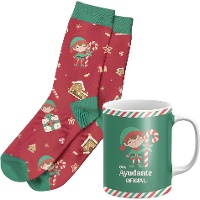 Coffret cadeau avec tasse et chaussettes d'elfe