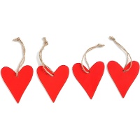 Pendentif en bois en forme de coeur avec ruban - 4 unités