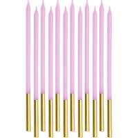 Bougies en couleurs pastel de 14 cm - 12 unités
