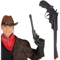 Revolver noir à canon long - 43 cm
