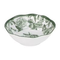 Assiette creuse 19 cm à motif floral vert